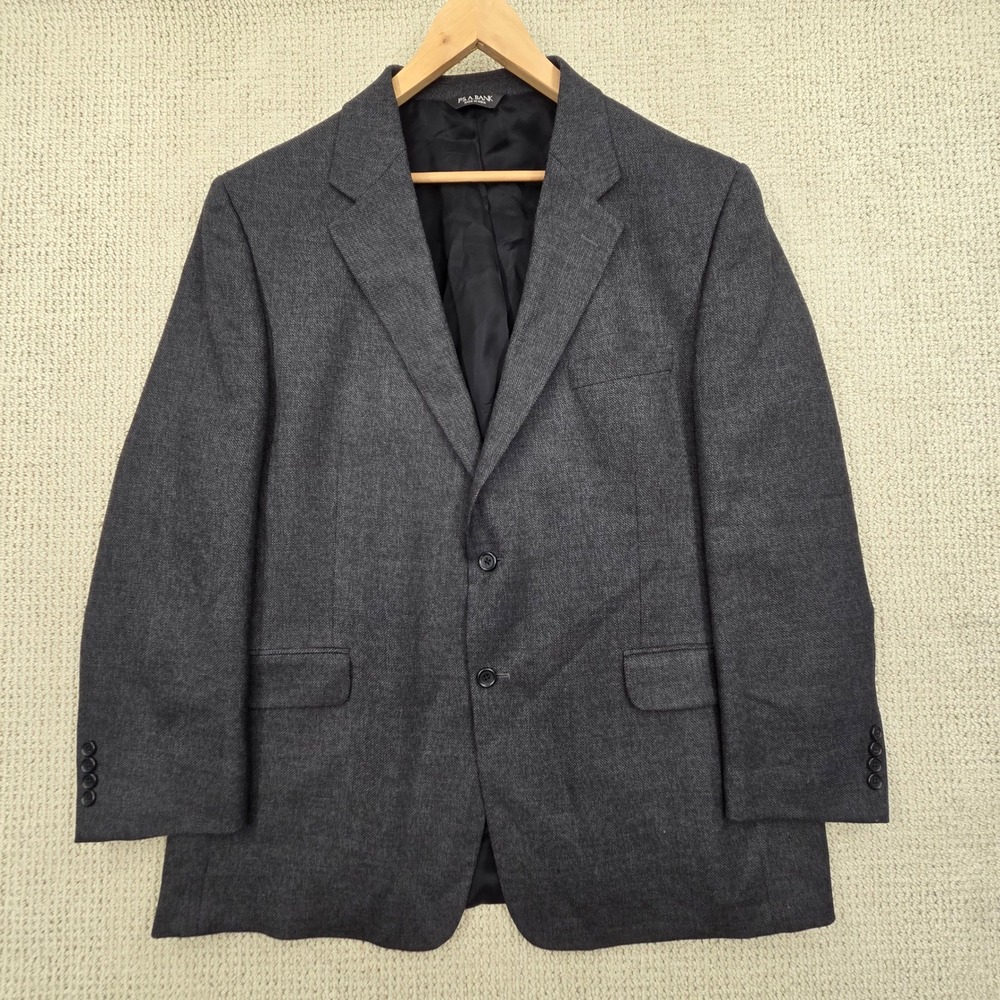 Jos A Bank Travelers Collection 48R Gray Blazer 100% Wool 2 Button Sport Coat - Picture 2 of 8